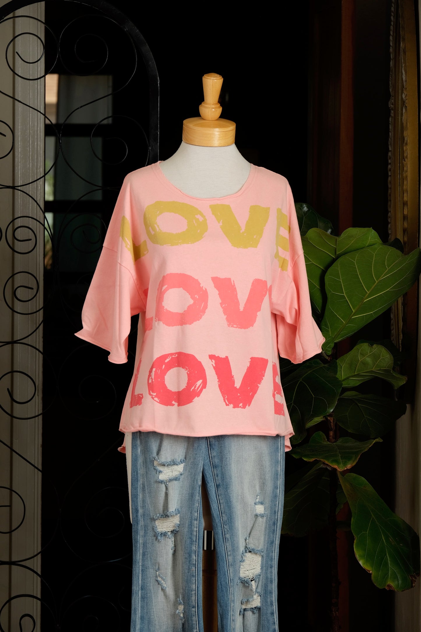 Love T Shirt in Coral Kiss