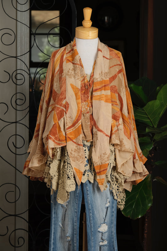 Ruffled Gypsy Top in Terracotta