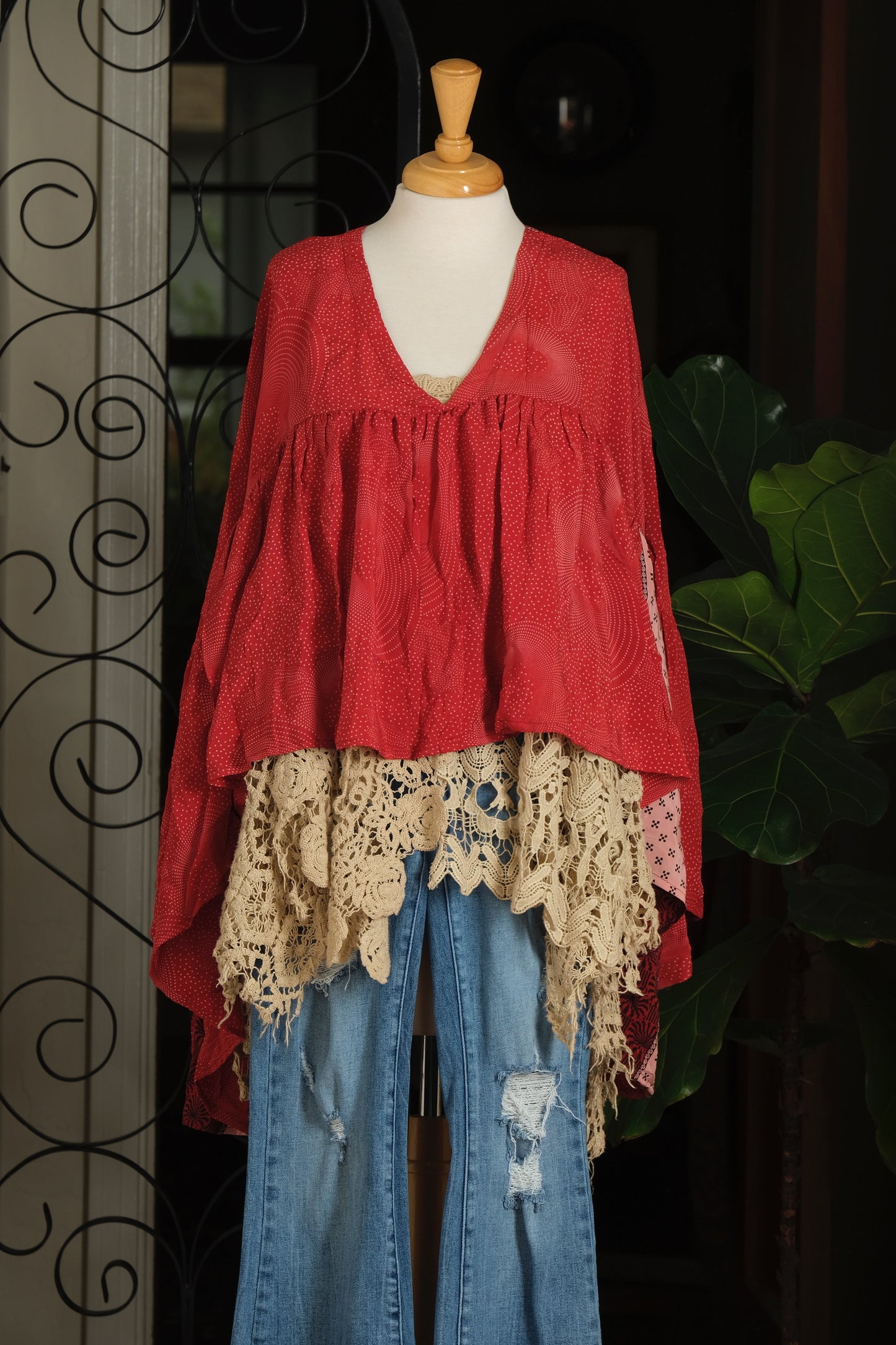 Gold Dust Crop Top in Red Fireworks