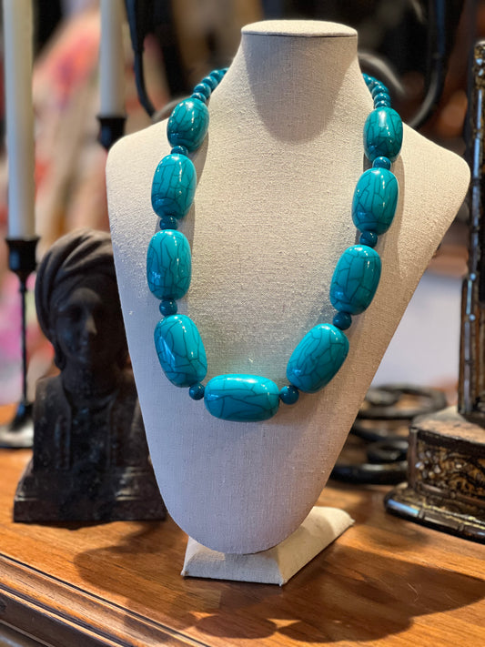 Chunky Resin Necklace in Turquoise