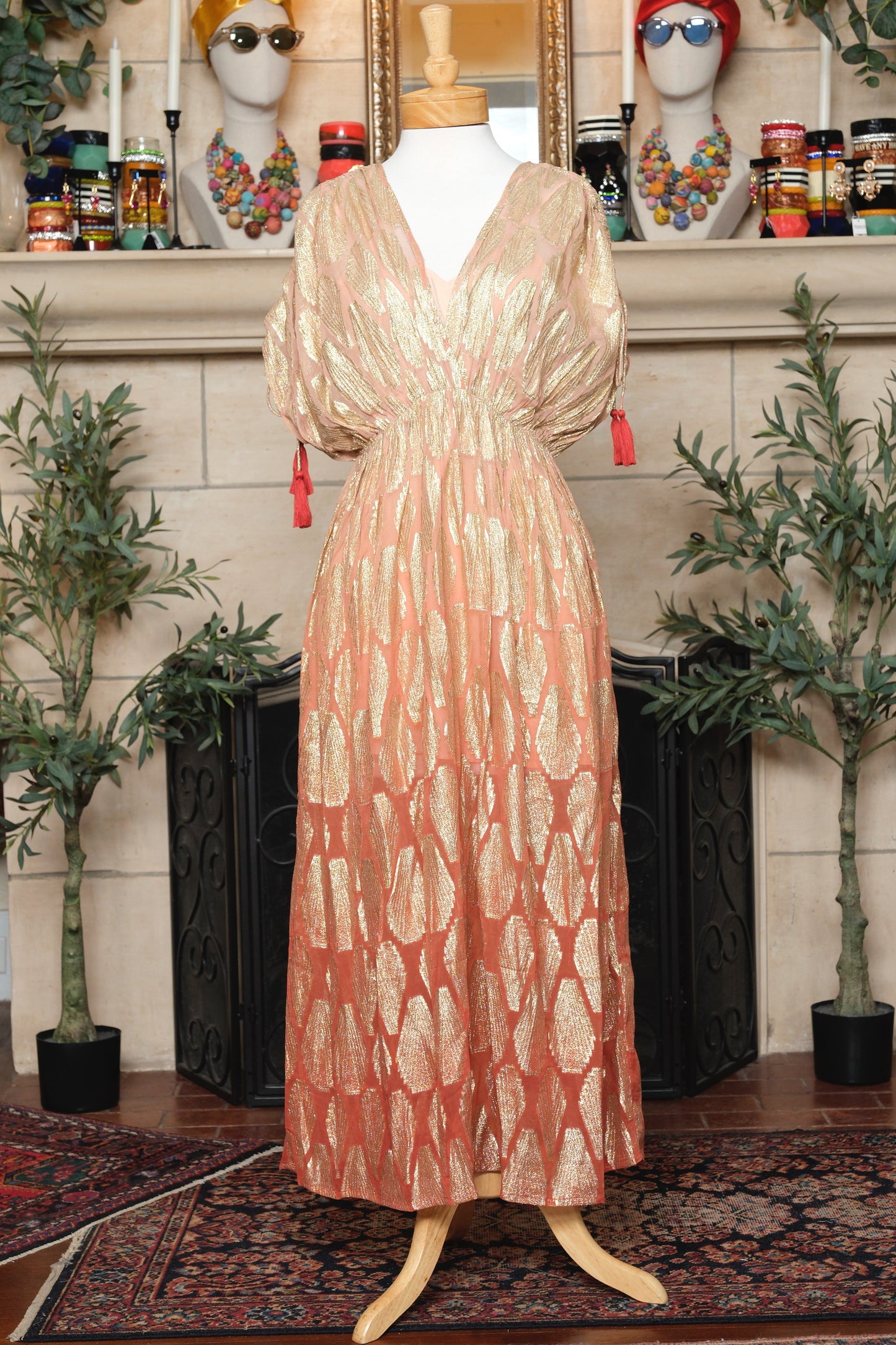 Deco Angel Dress In Apricot Ombre