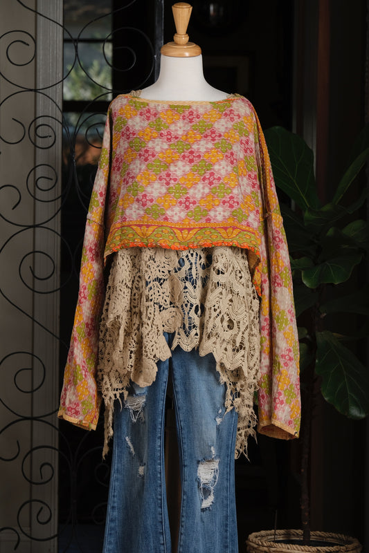 Crop Top in Chartreuse Fleurette