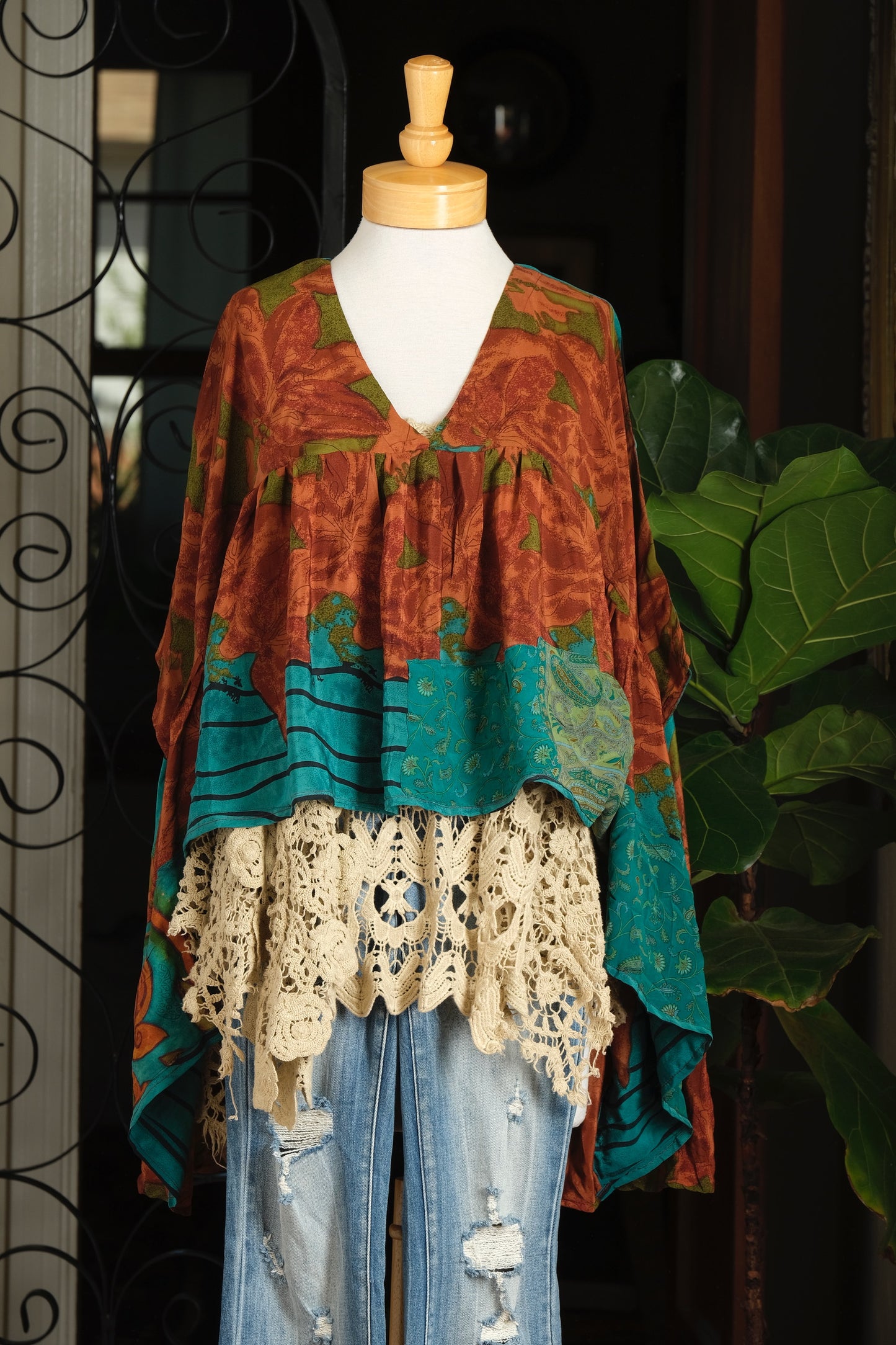 Gold Dust Crop Top in Rusted Teal