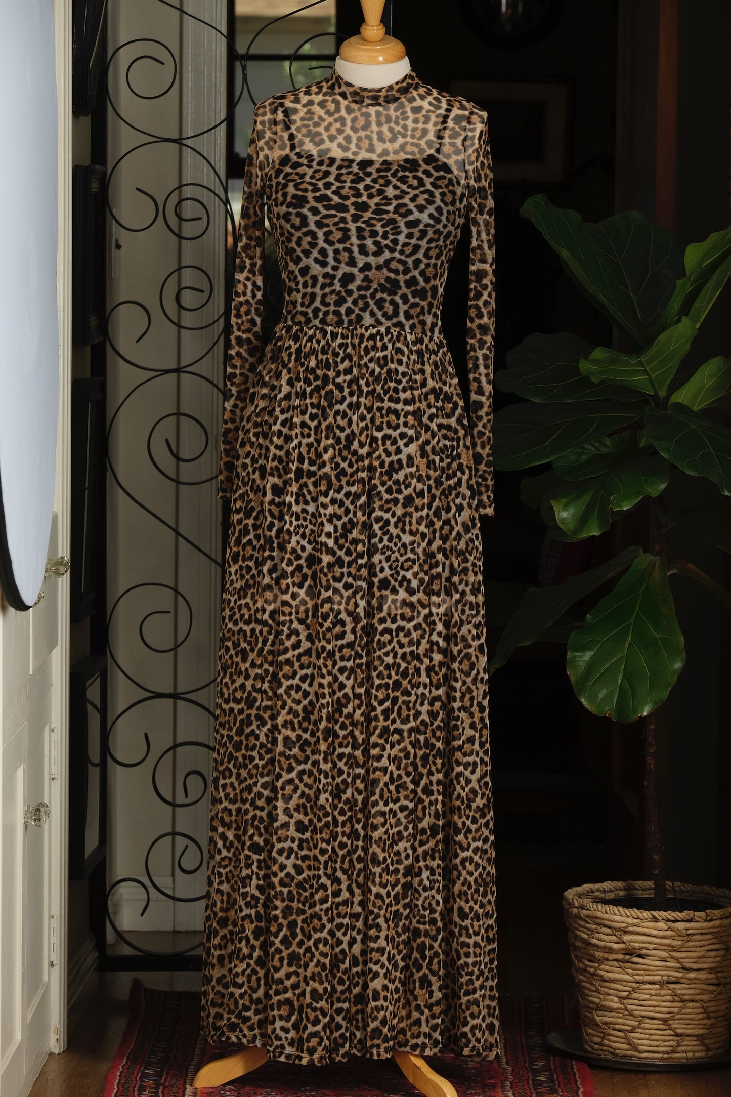 Back Stage Pass Mesh Dress in Leopard