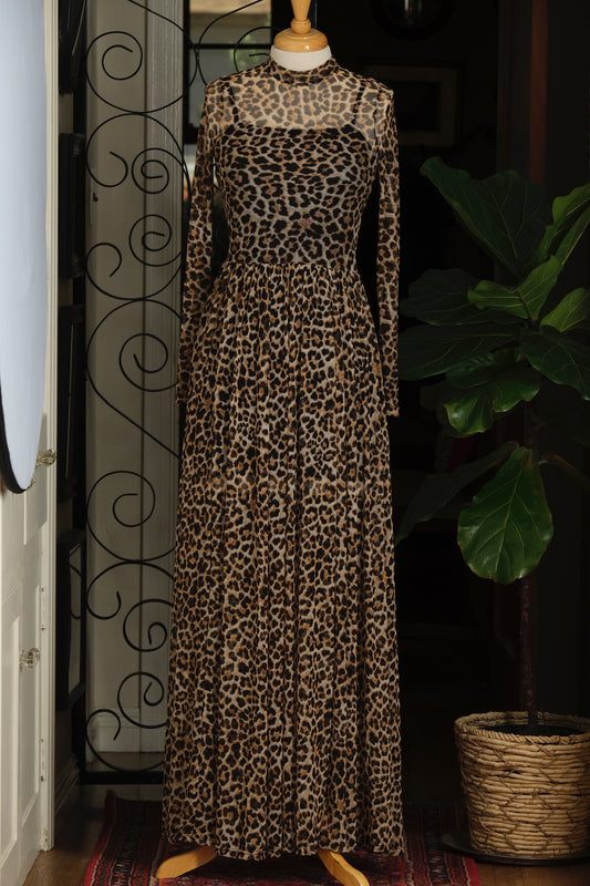 Back Stage Pass Mesh Dress in Leopard