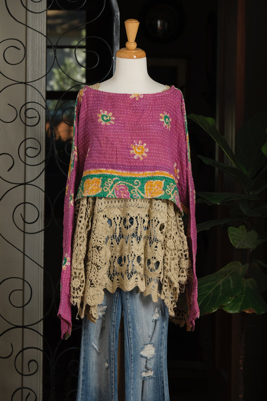 Crop Top in Fuchsia Flower