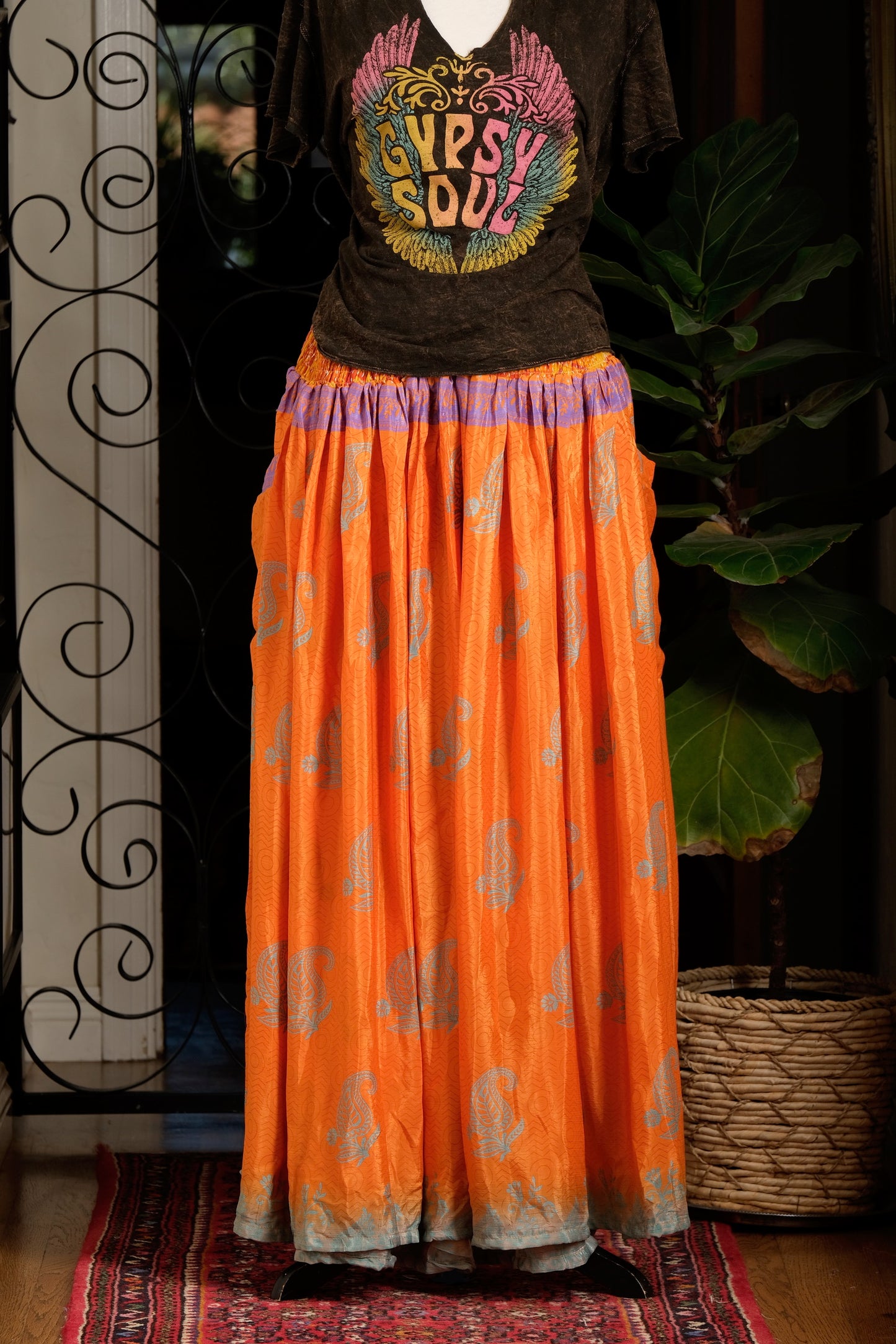 Maxi Skirt Silk in Orange Delight