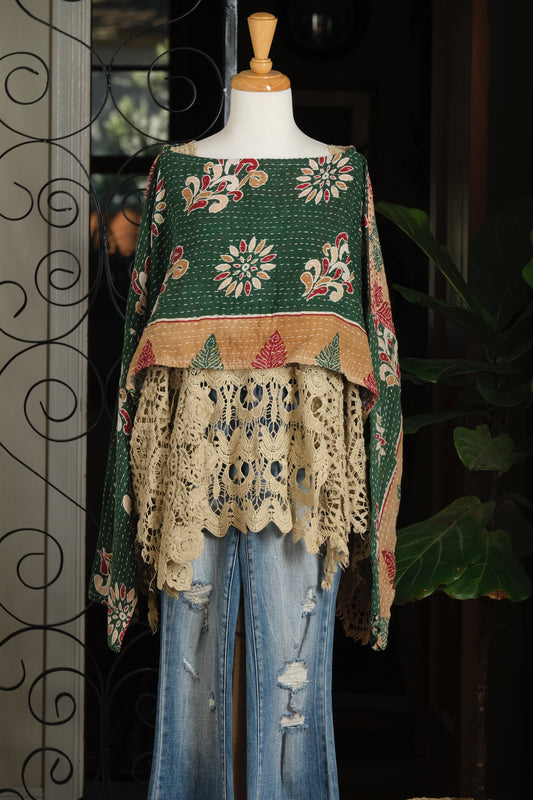 Crop Top in Emerald Flourish