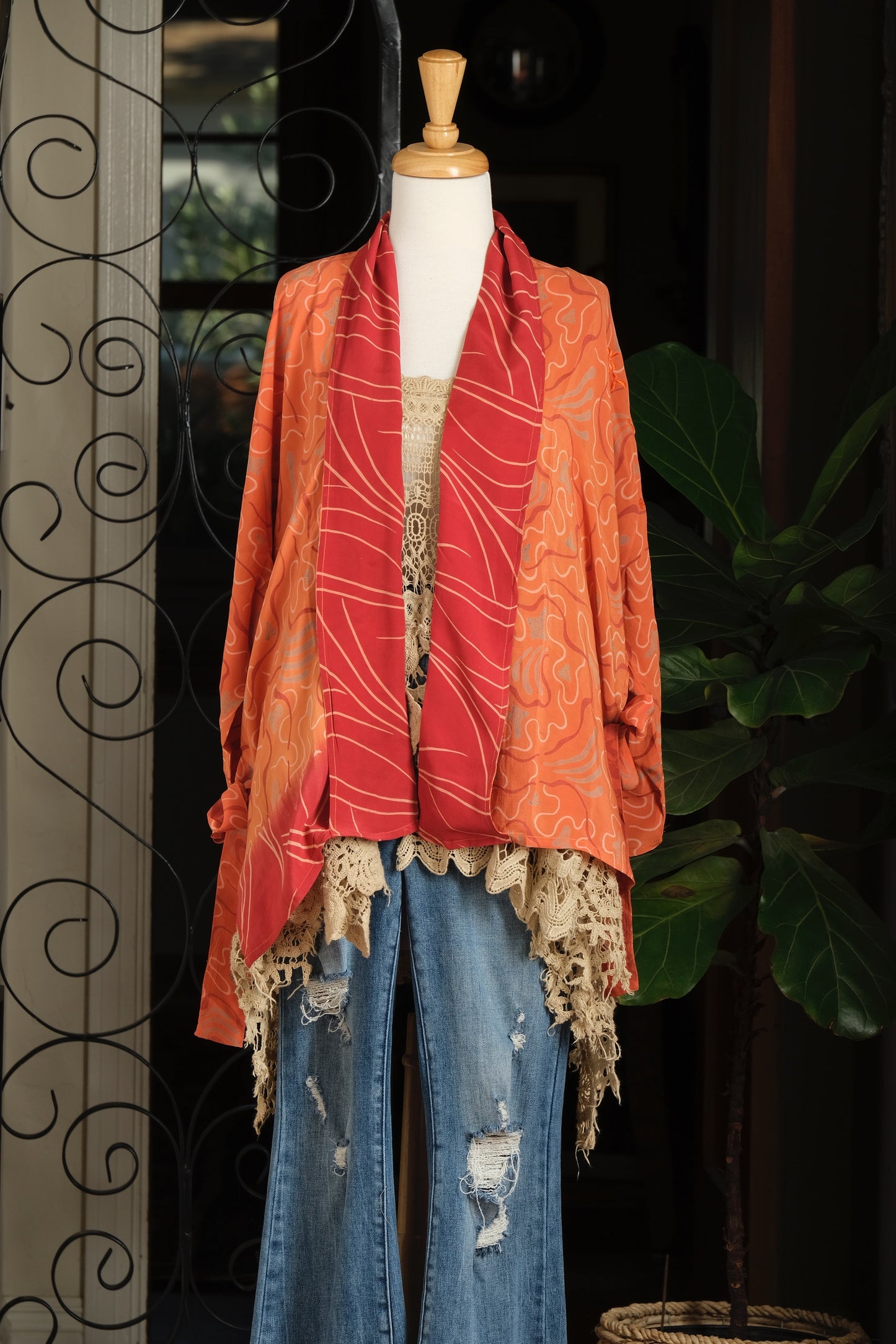 Tie Top in Orange Swirl