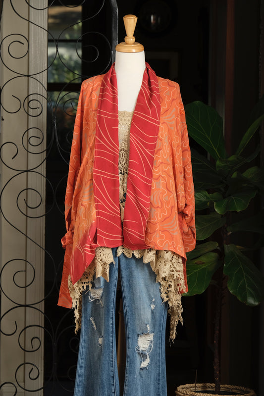 Tie Top in Orange Swirl
