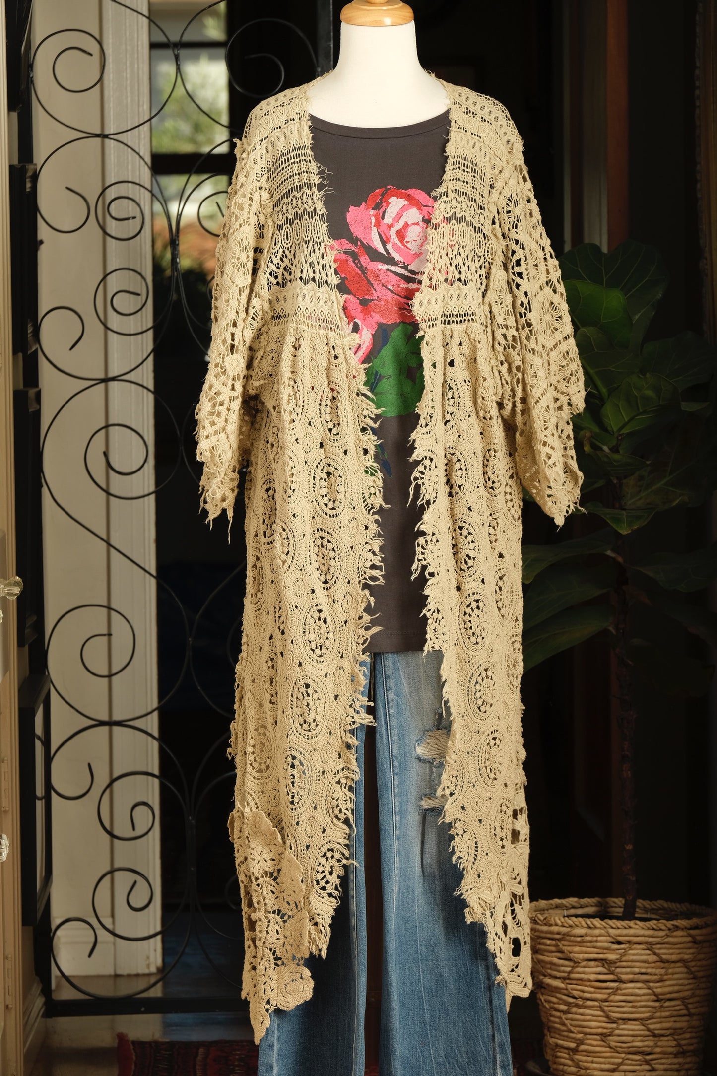 Tattered Duster in Ecru