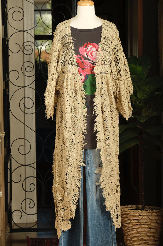 Tattered Duster in Ecru