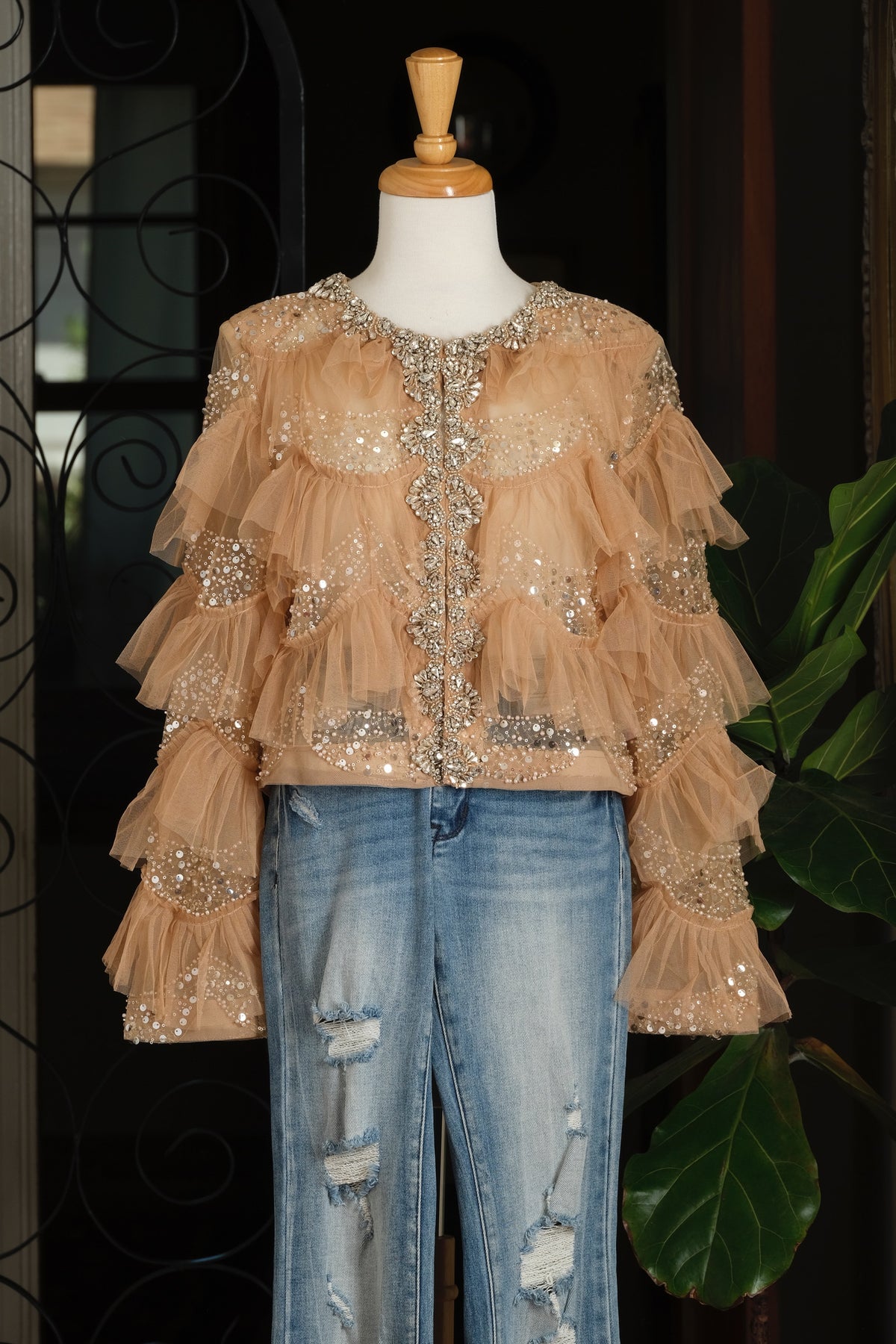 Tulle Crop Jacket in Mystic Starlight