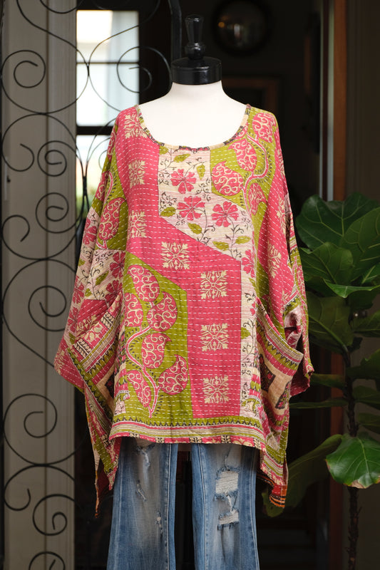Kantha Pullover in Geranium Path