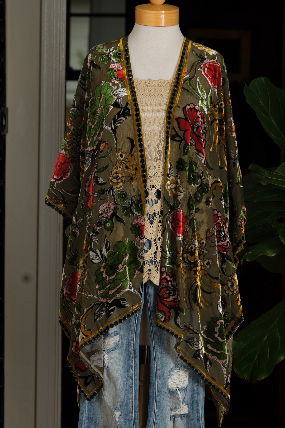 Burnout Velvet Duster in Cargo Rose