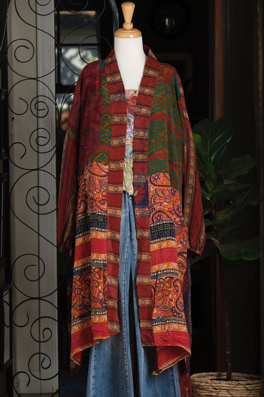 Silky Duster in Fall Stripe