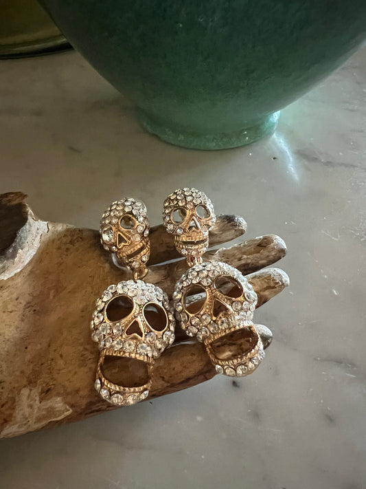 Dead Man’s party Earrings Clear gold