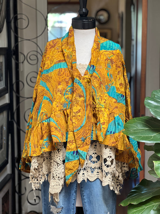 Ruffled Gypsy Top in Turquoise River