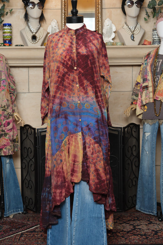 Lotus Duster Dress in Blue Clover