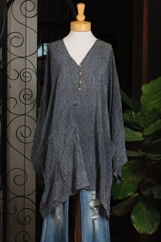 Split Tunic in Blue Smoke