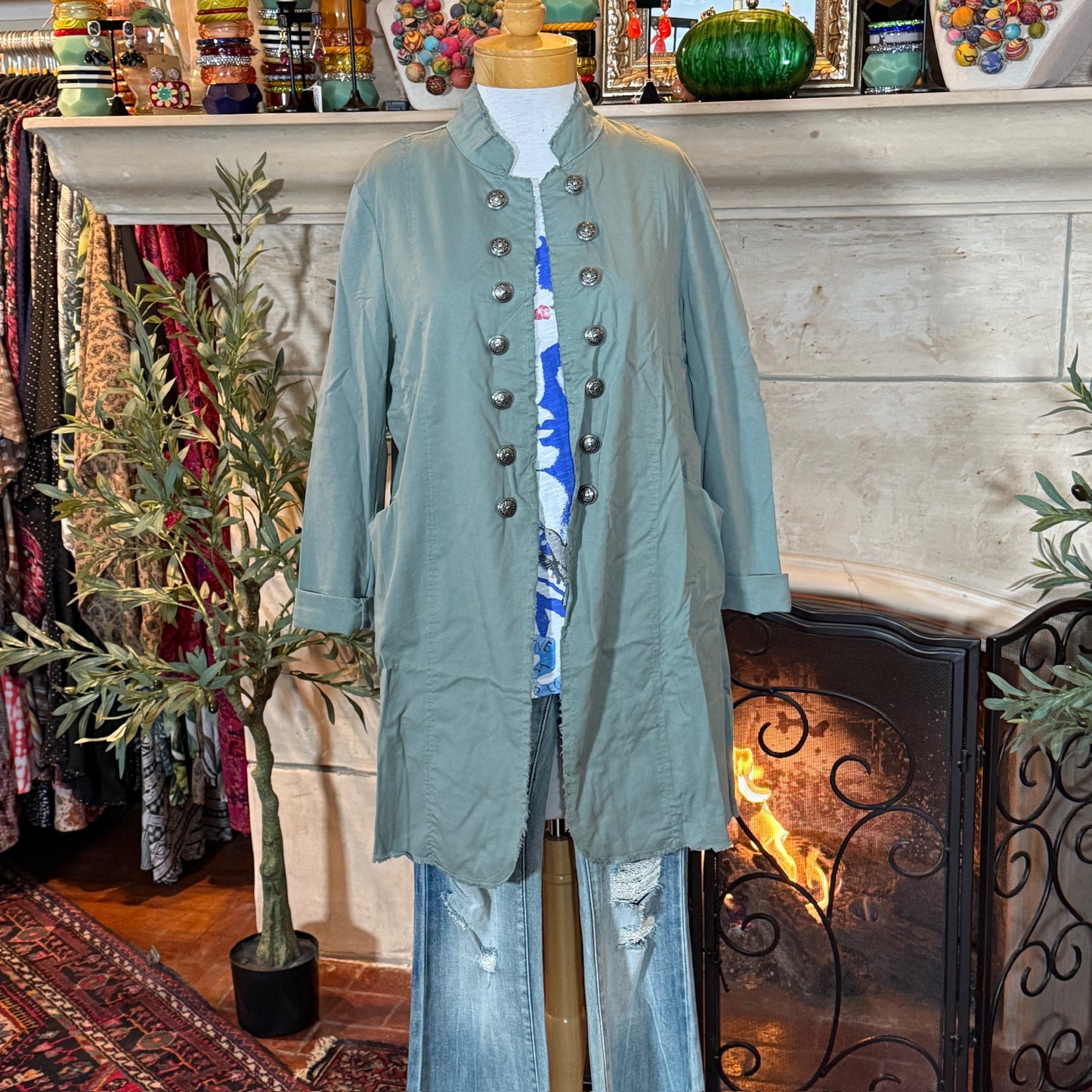 Pepper Blazer in Eucalyptus Green