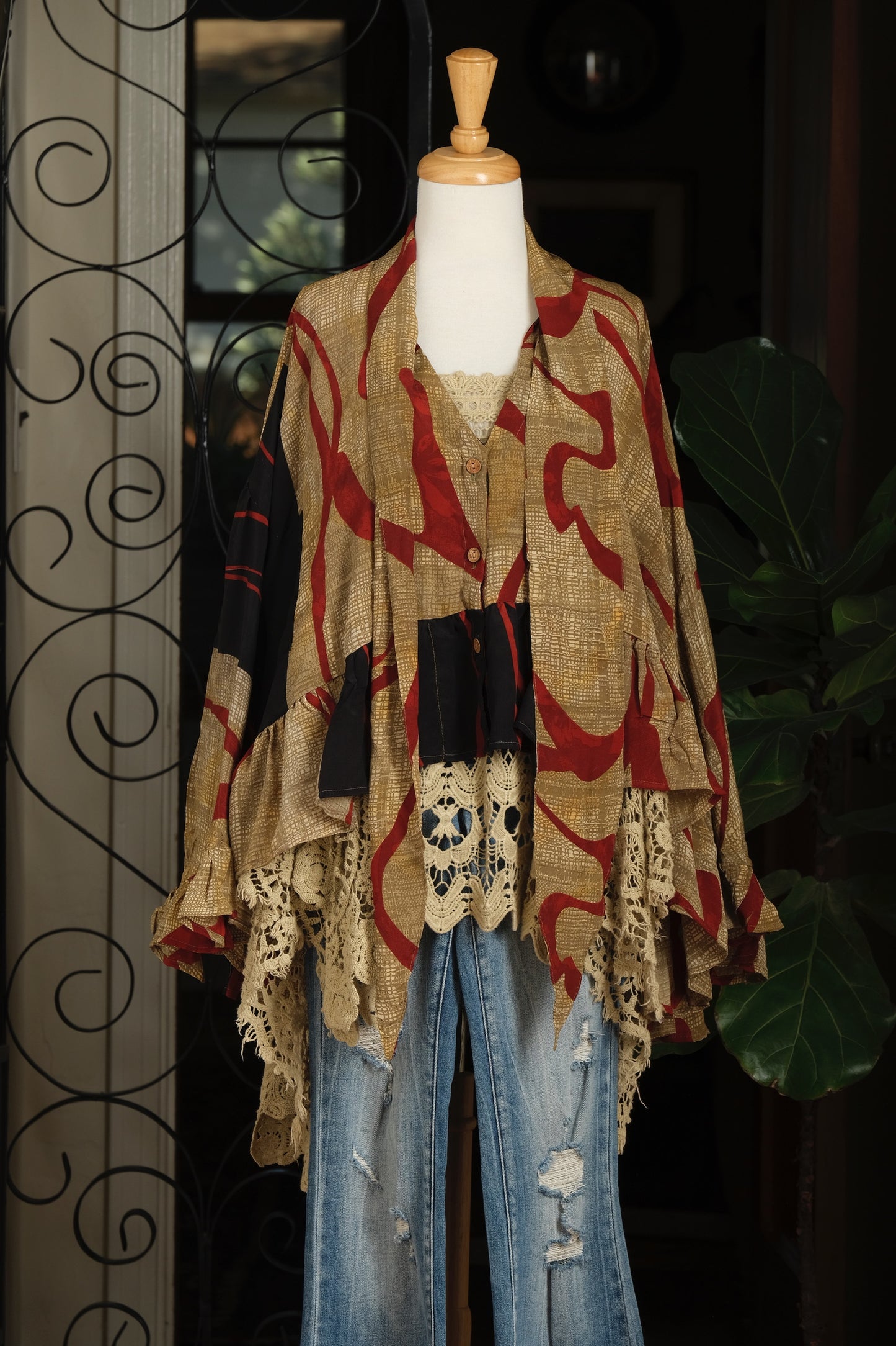 Ruffled Gypsy Top in Red Orchid