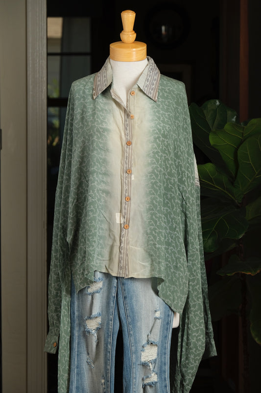 Dylan Silk Shirt in Stripe Jade – Chateau Bel Age Boutique