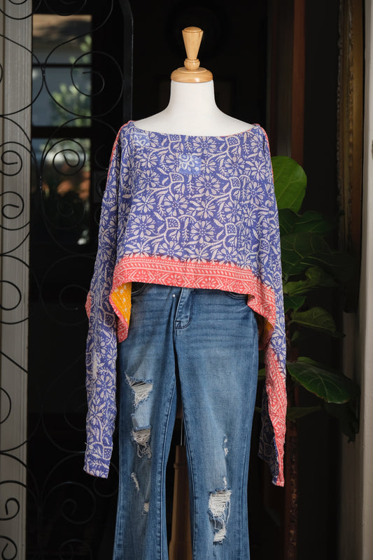 Crop Top in Blue Meadow