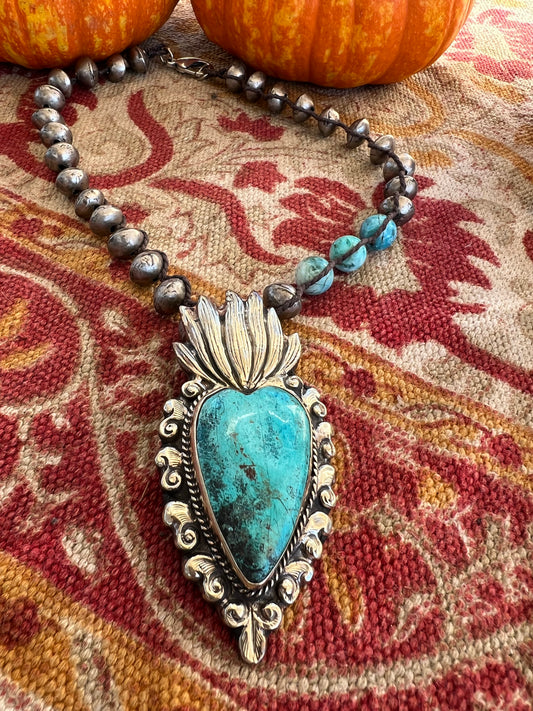 Flaming Turquoise Heart 676