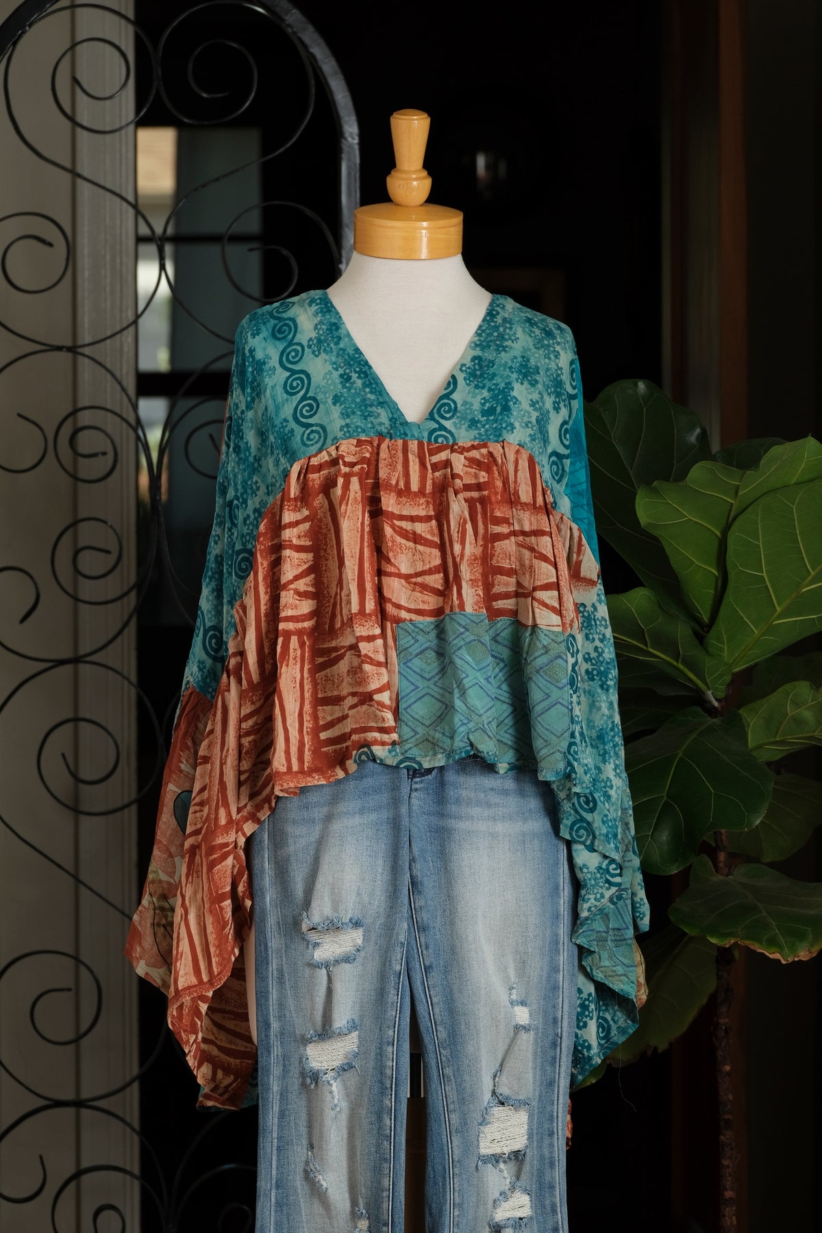 Gold Dust Crop Top in Tribal Turquoise