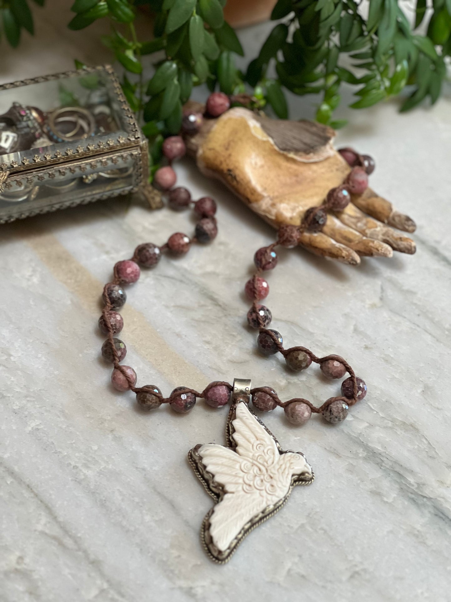 Carved Bone Dove 1344