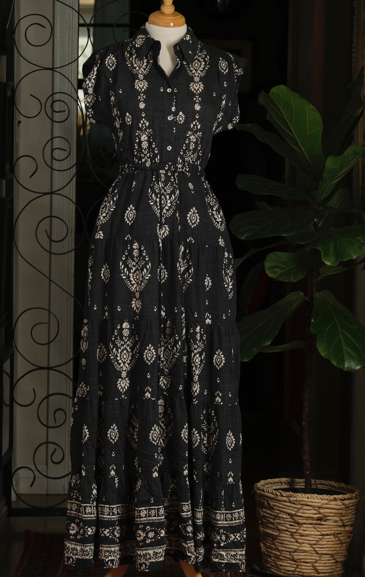 Bandana Dress in Off Black