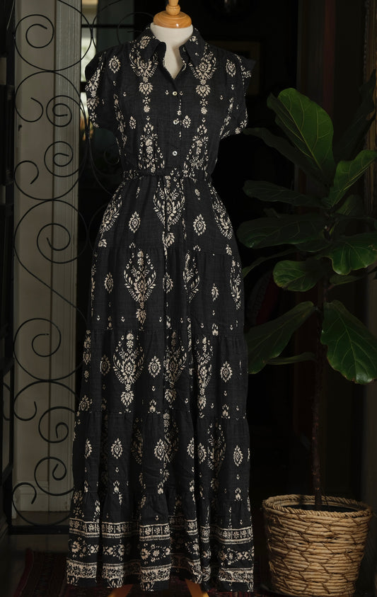 Bandana Dress in Off Black