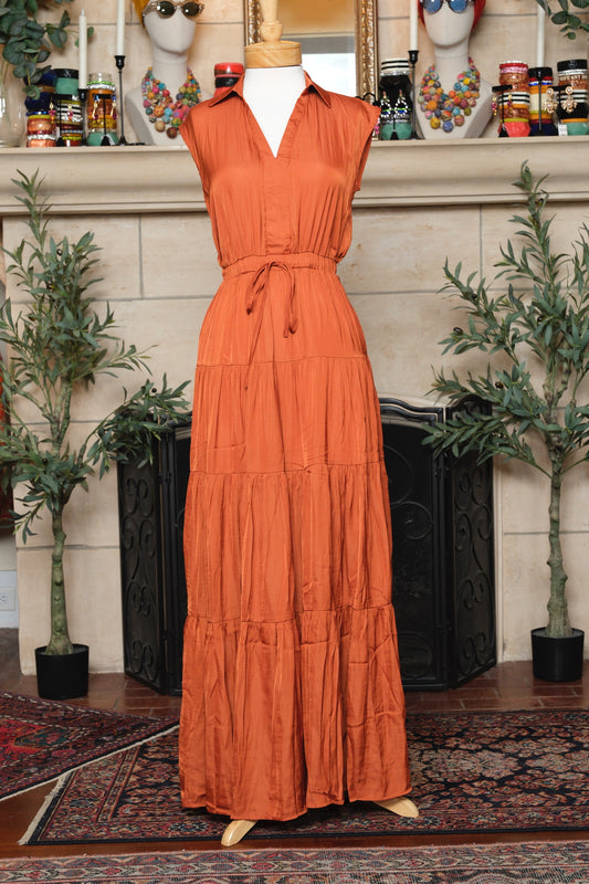 Satin Dress in Rust
