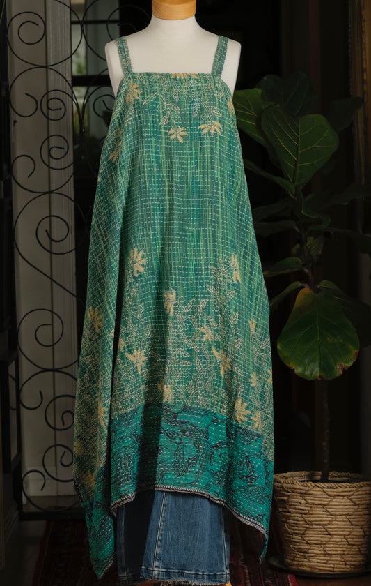 Kantha Maxi Dress in Sweet Green – Chateau Bel Age Boutique