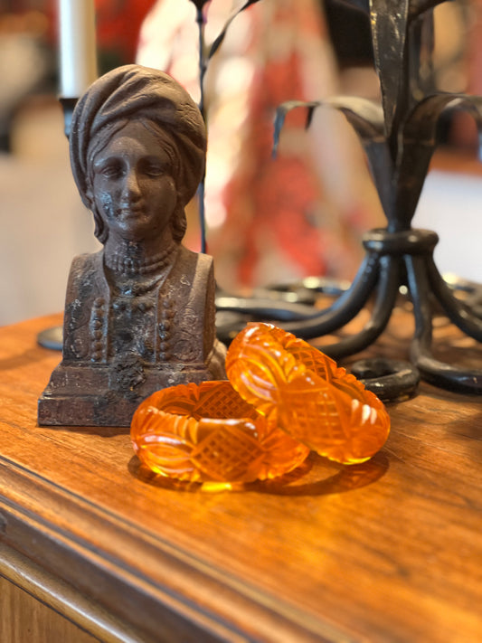 Carved Bangle Bracelet in Orange