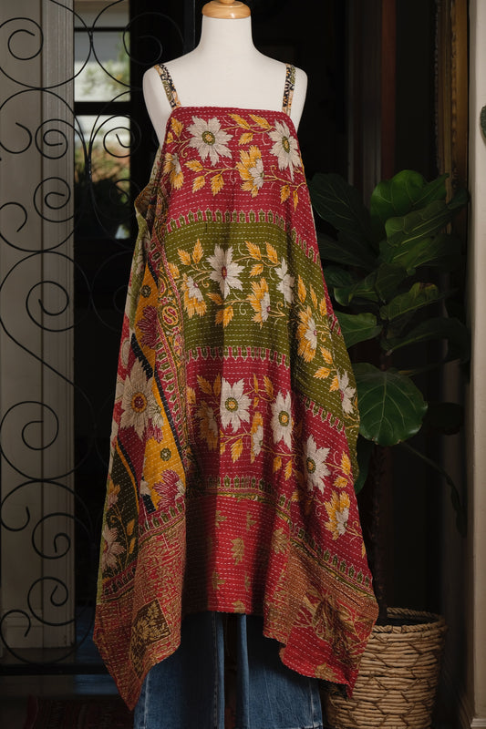 Kantha Maxi Dress in Floral Daisy