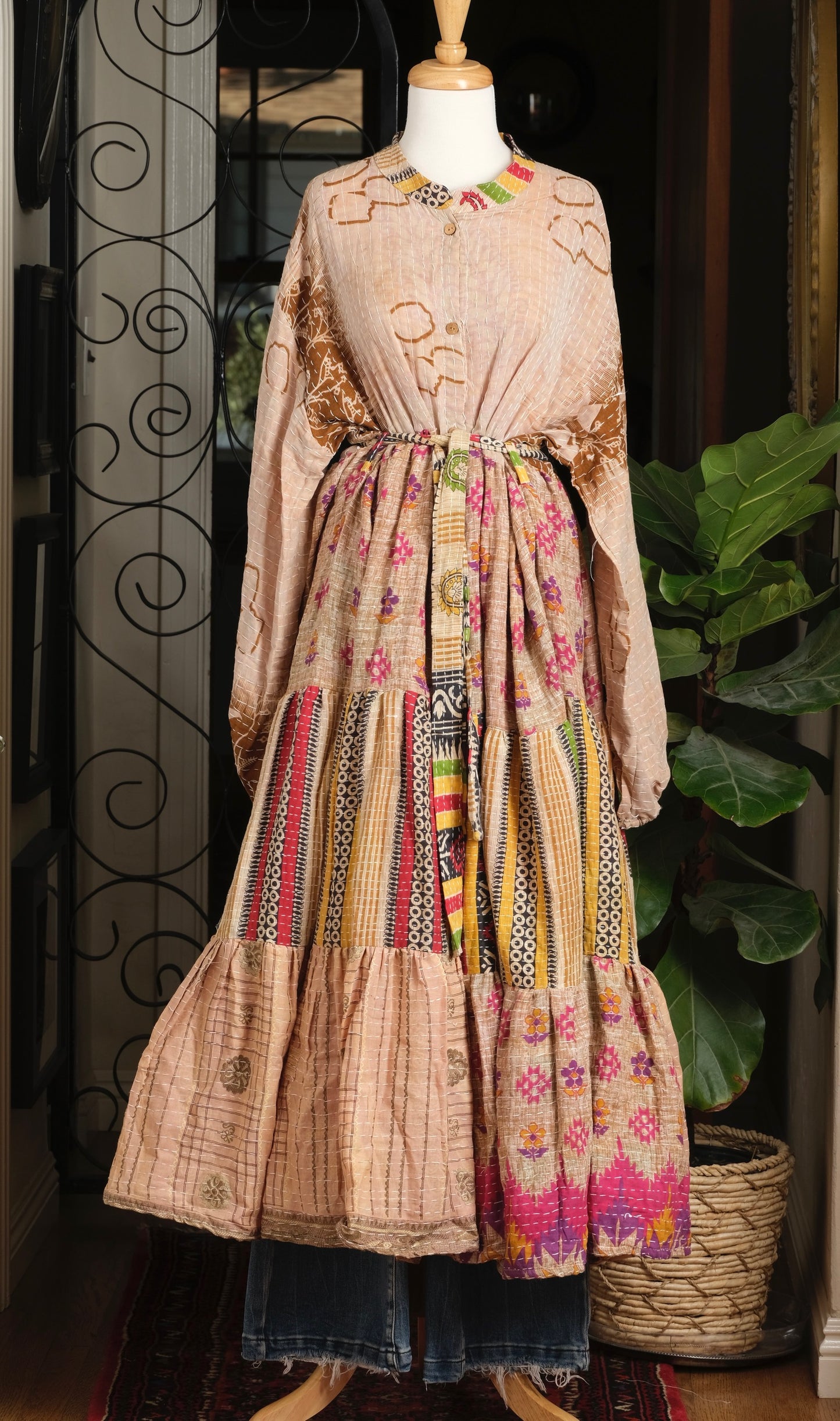 Majestic Duster Dress in Natural Stripe