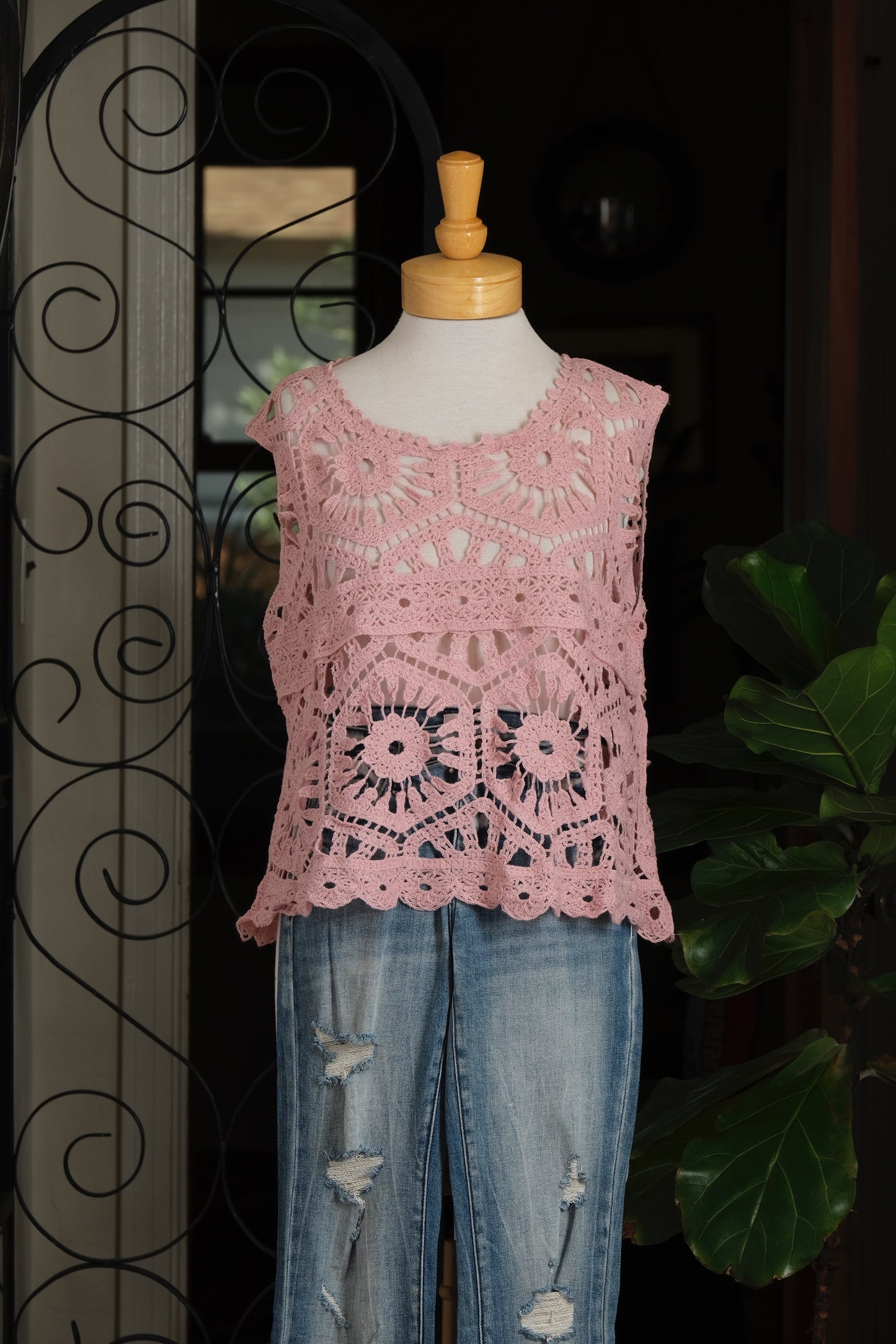 Lullaby Crochet Tank in Pink
