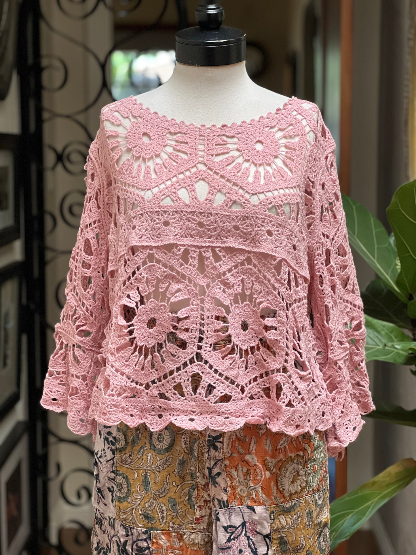 Lullaby Crochet T Shirt in Pink