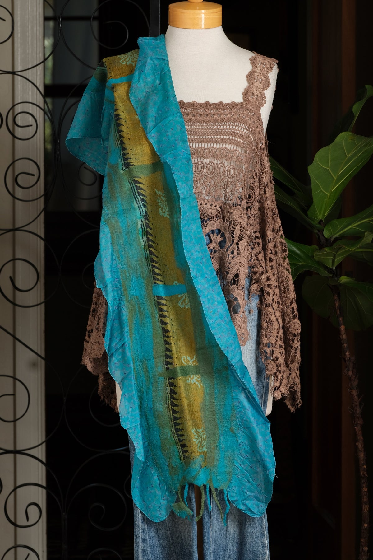 Lotus Scarf in Mossy Teal – Chateau Bel Age Boutique