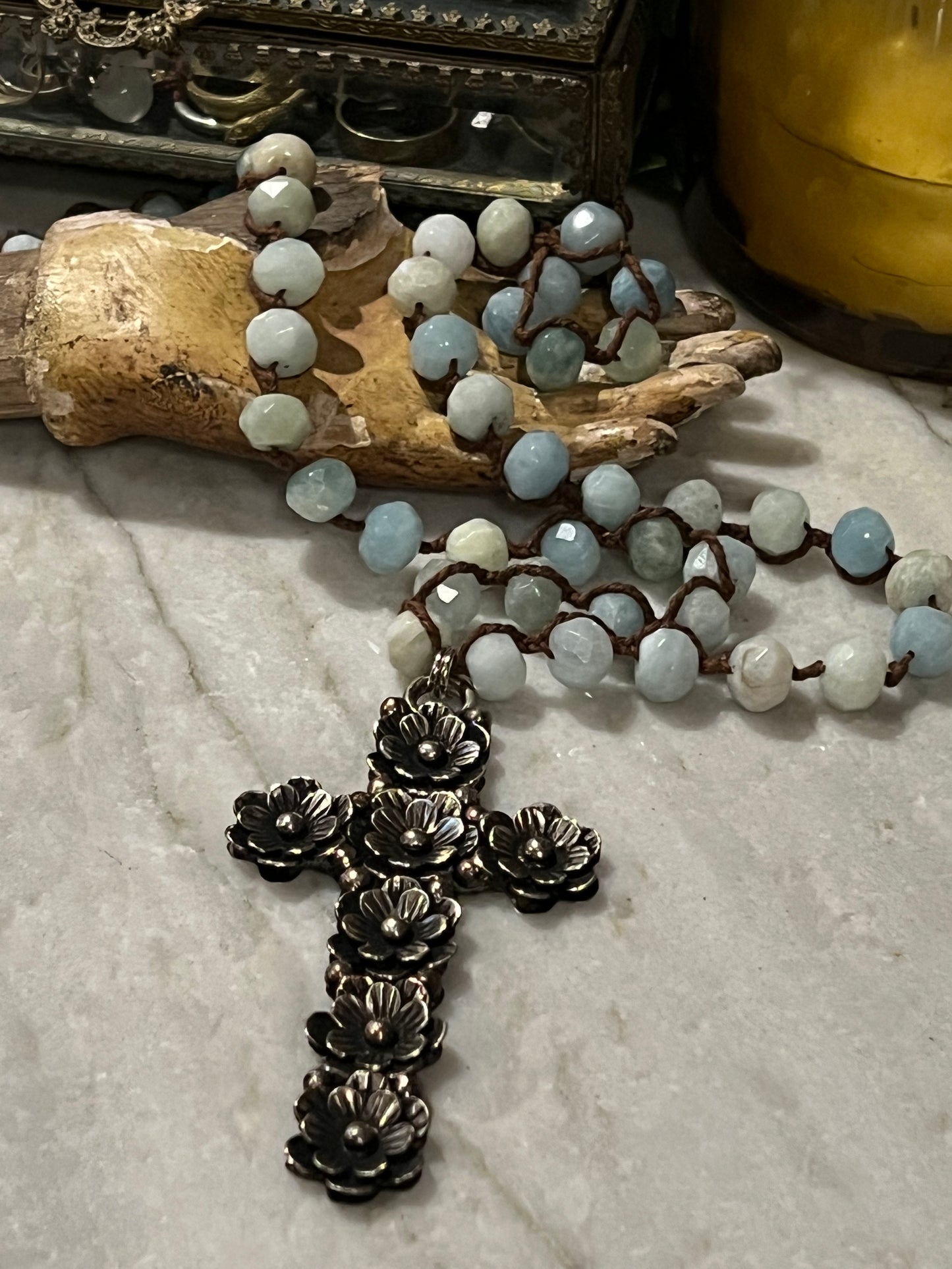 Flower Cross on Aventurine 1677