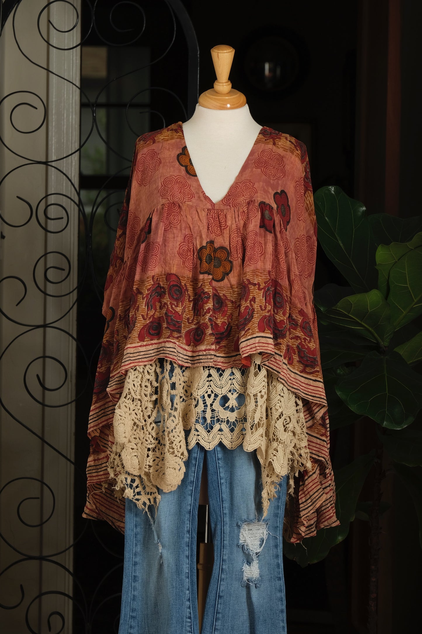 Gold Dust Crop Top in Dragon Flower