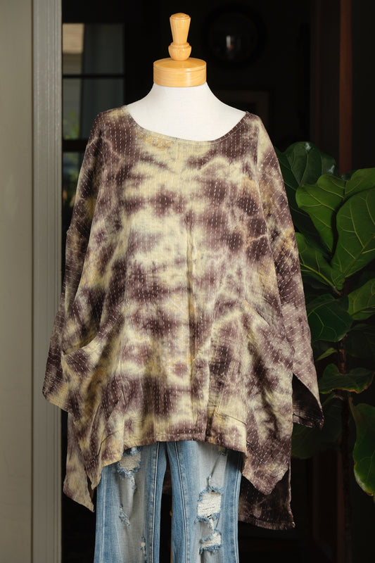 Kantha Dream Pullover in Plum Storm