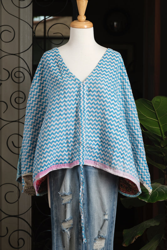 Butterfly Top in Turquoise Zigzag