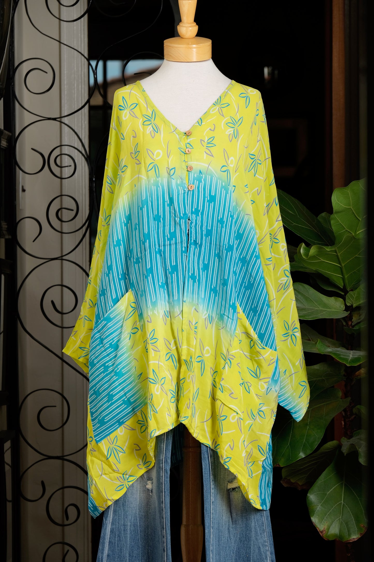 Split Tunic in Lemon Turquoise