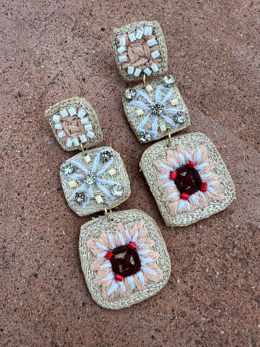 Quilt Square Earring in Peachy