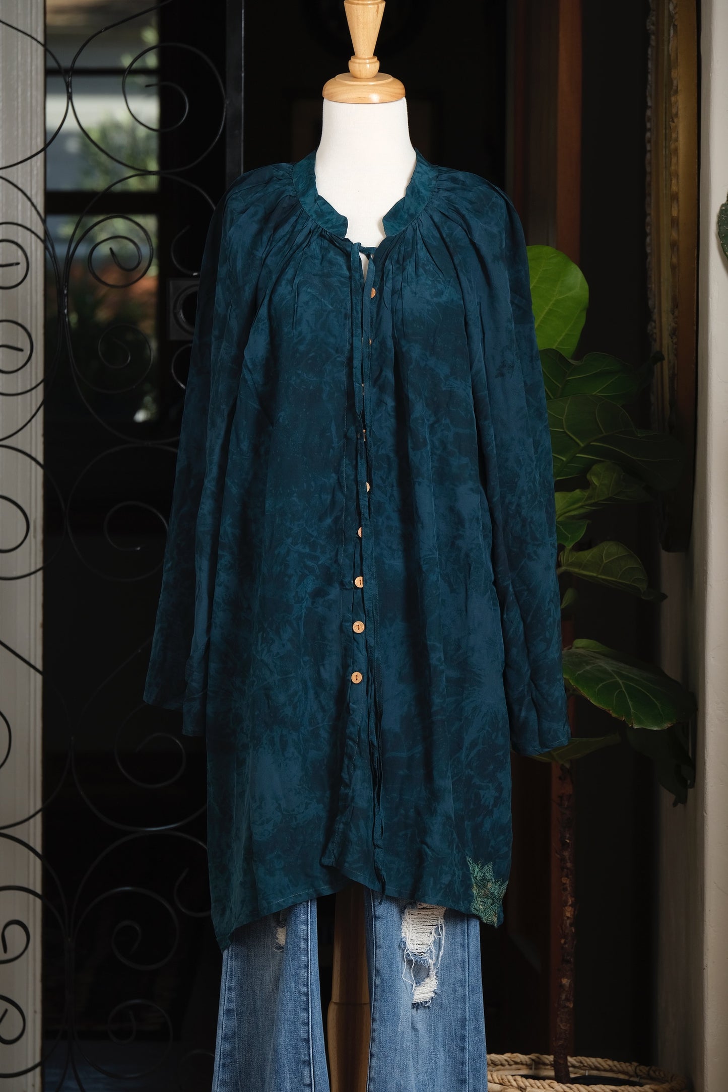 Silky Gypsy Tunic in Royal Teal