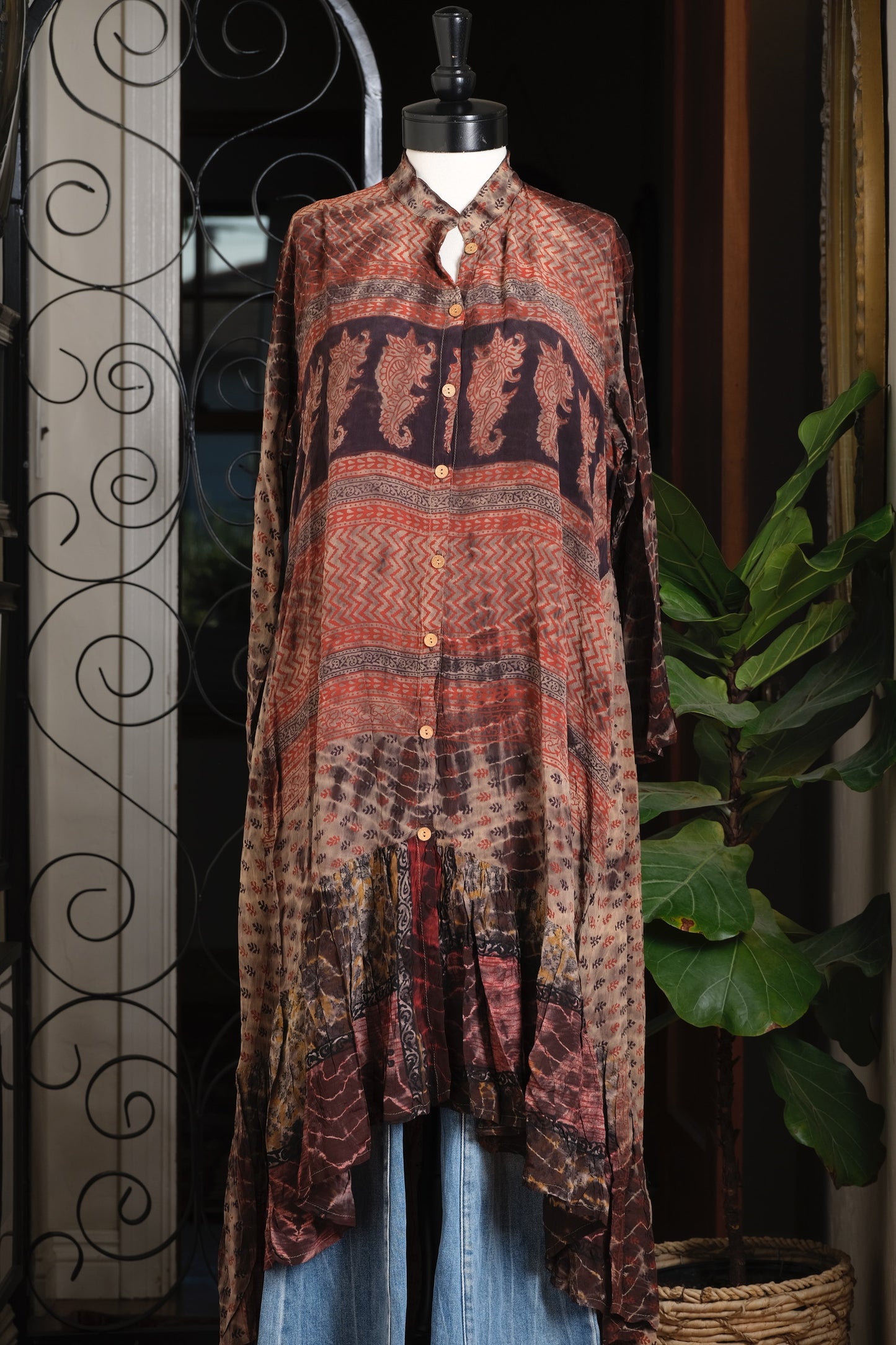 Lotus Duster Dress in Smoked Paisley