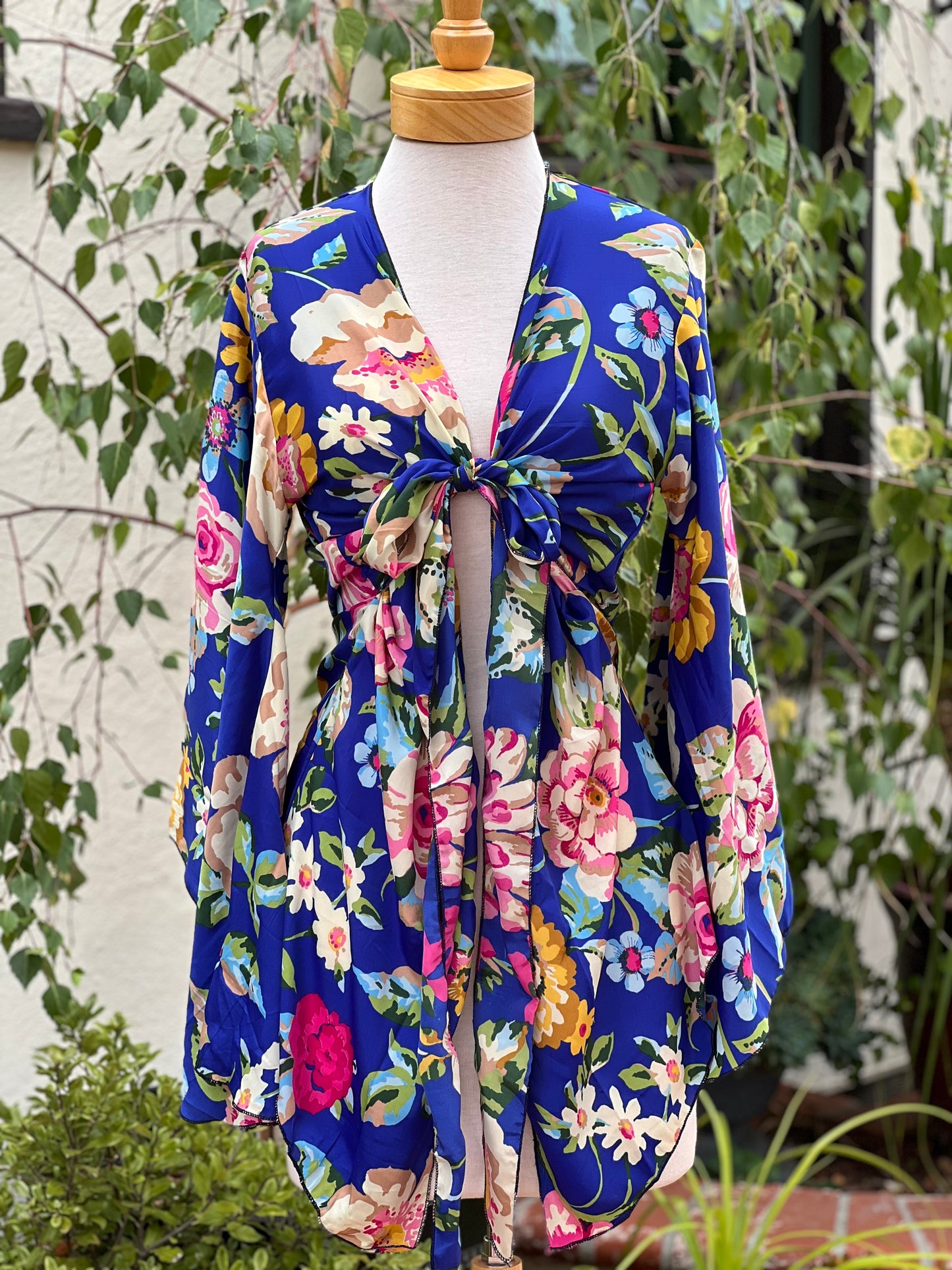 Angel Tie Top in Royal Blue Roses
